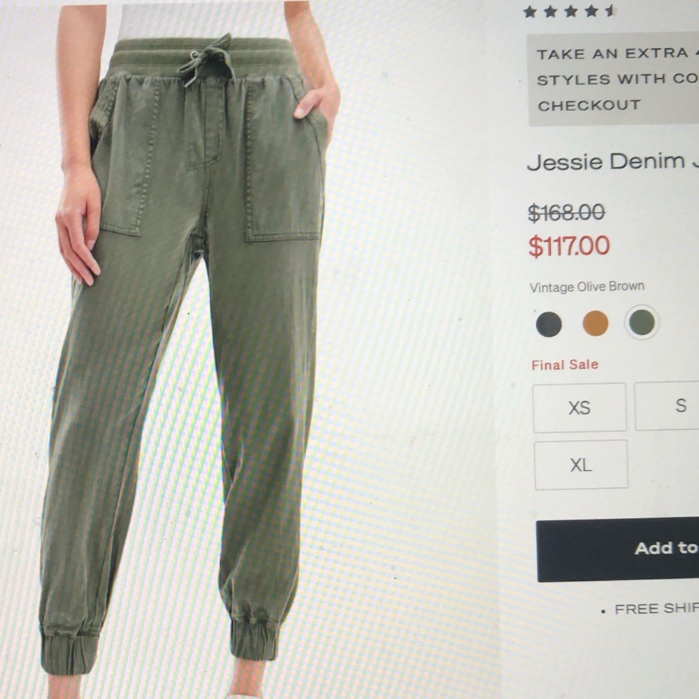 Jessie Denim Jogger in vintage olive brown
